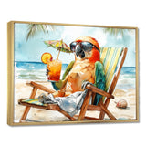 Parrot On The Beach Lounging - Coastal Animal Wall Decor