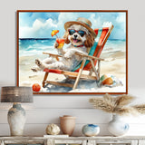 Grey Poodle Dog On The Beach Relaxing - Coastal Animal Wall Decor