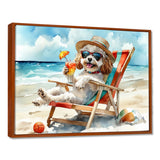 Grey Poodle Dog On The Beach Relaxing - Coastal Animal Wall Decor