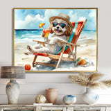 Grey Poodle Dog On The Beach Relaxing - Coastal Animal Wall Decor