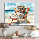 Grey Poodle Dog On The Beach Relaxing - Coastal Animal Wall Decor