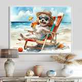Grey Poodle Dog On The Beach Relaxing - Coastal Animal Wall Decor