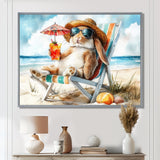 Rabbit On The Beach Relaxing - Coastal Animal Wall Art Prints