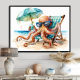 Octopus Relaxing On A Beach Chair - Octopus Home Decor Art