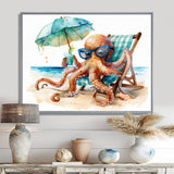 Octopus Relaxing On A Beach Chair - Octopus Home Decor Art