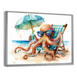 Octopus Relaxing On A Beach Chair - Octopus Home Decor Art
