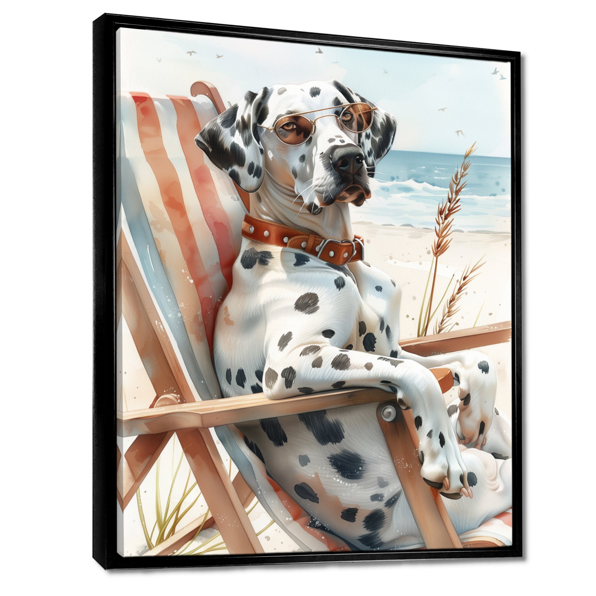 Dalmatian Dog Tanning On A Beach Chair - Coastal Animal Wall Decor