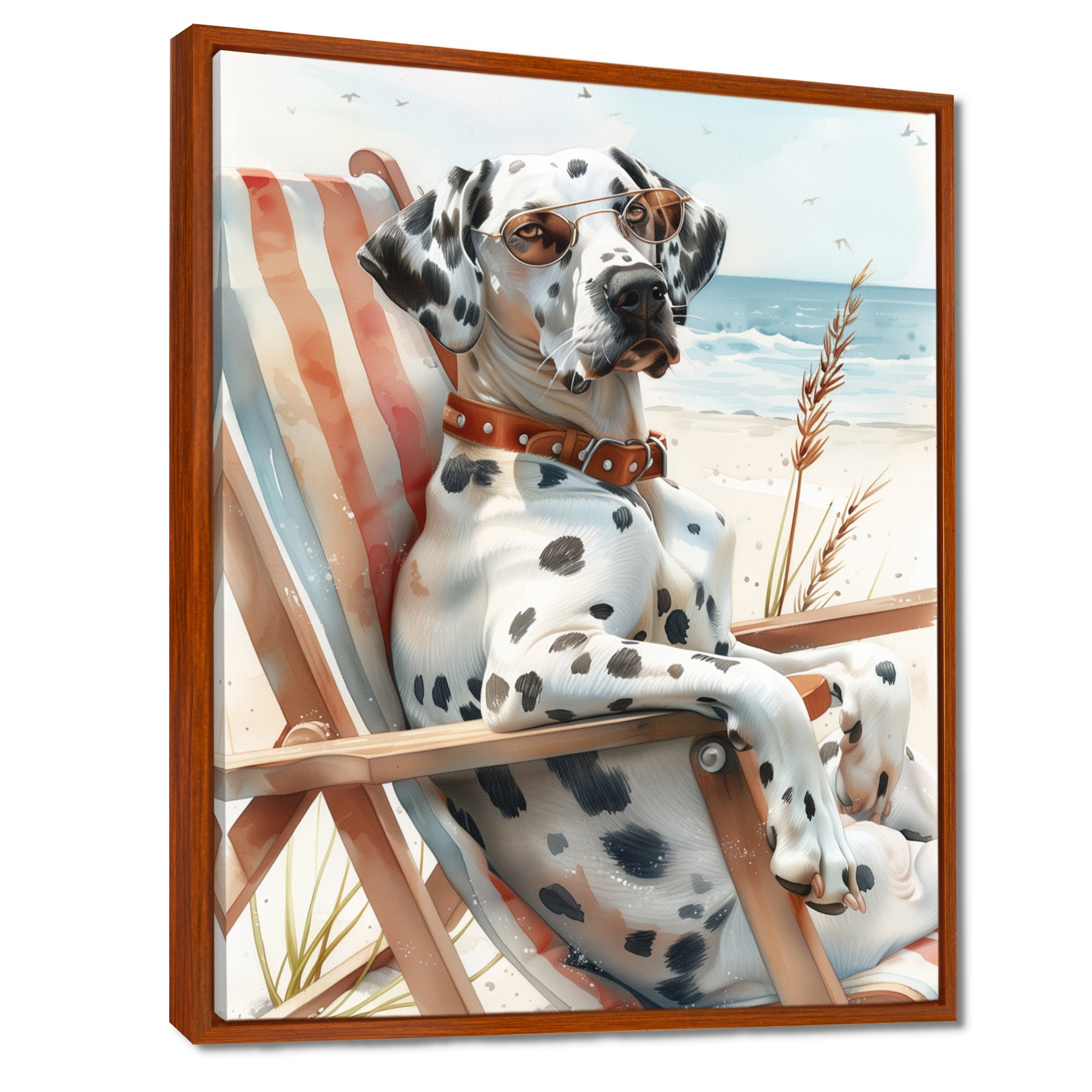 Dalmatian Dog Tanning On A Beach Chair - Coastal Animal Wall Decor