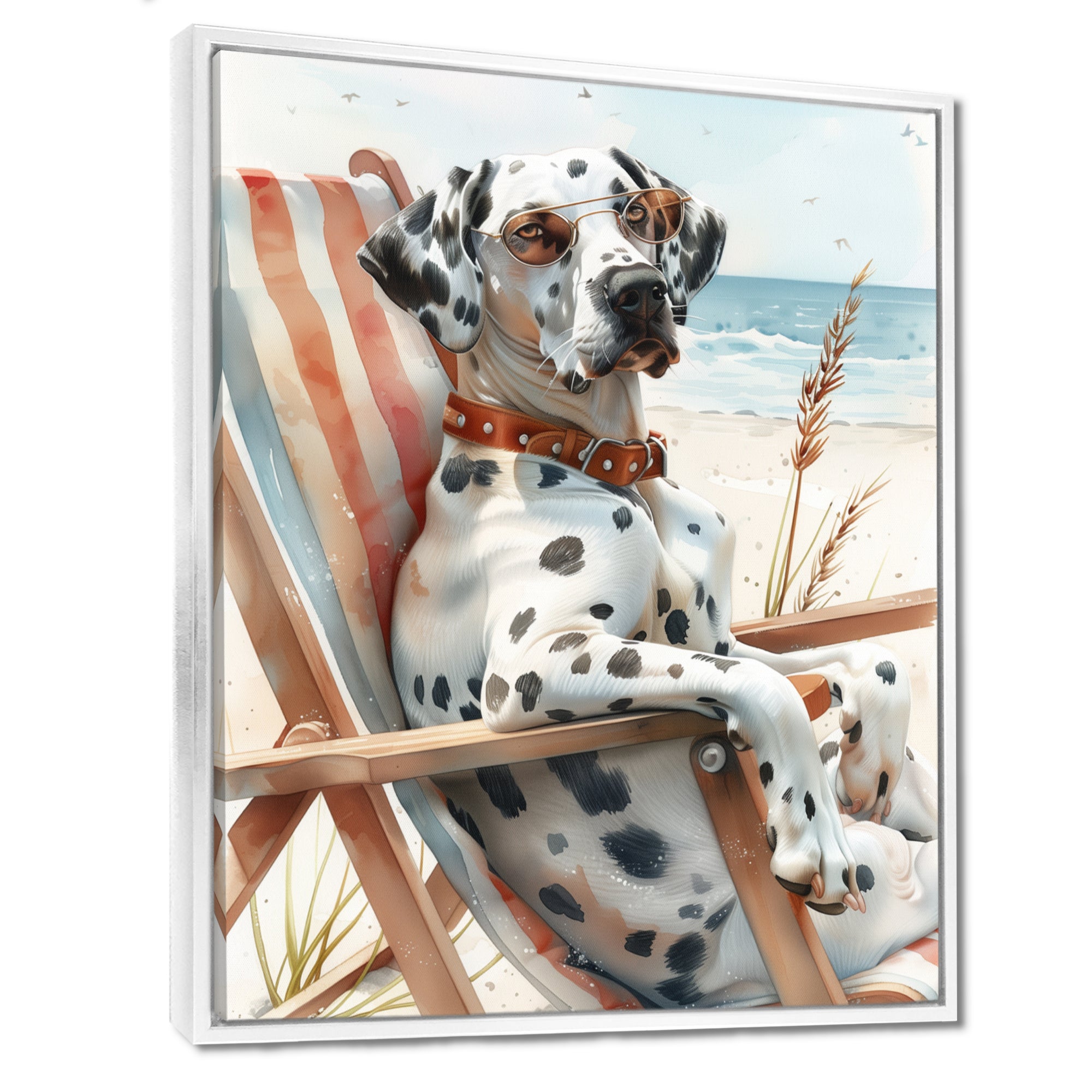 Dalmatian Dog Tanning On A Beach Chair - Coastal Animal Wall Decor
