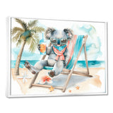 Cute Koala Beach Relaxing - Gray Coastal Animal Wall Art