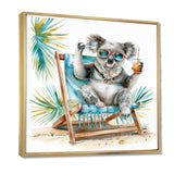 Cute Koala Beach Chair Relaxing - Gray Coastal Animal Wall Art