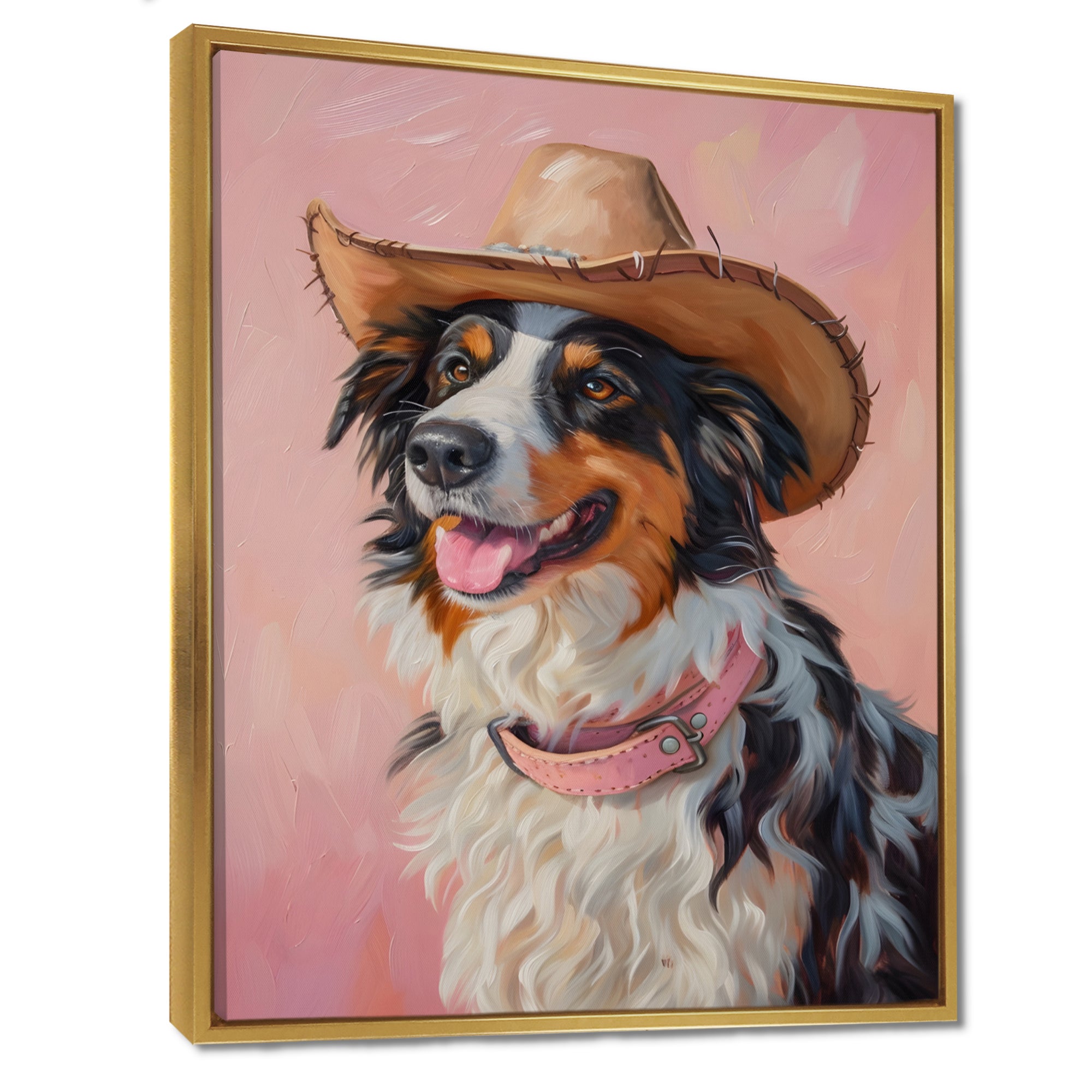 Cowboy Border Collie Dog In Austin - Dog Bedroom Wall Art