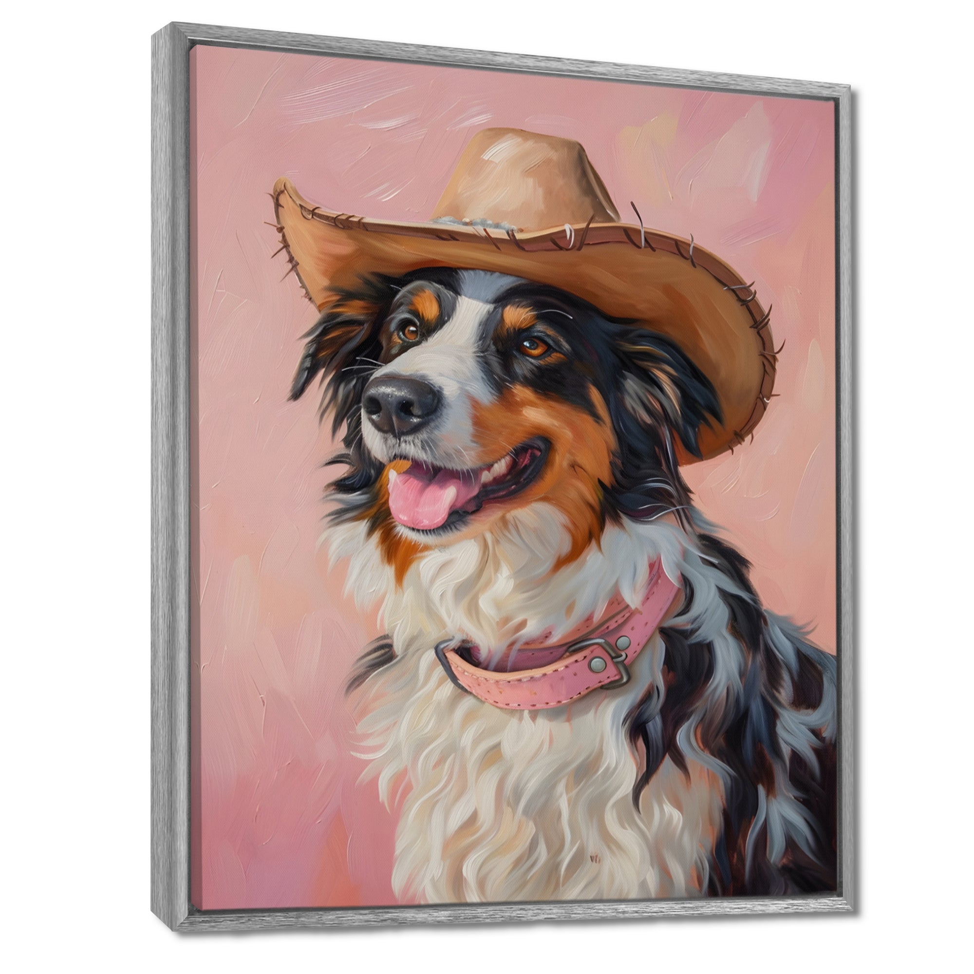 Cowboy Border Collie Dog In Austin - Dog Bedroom Wall Art