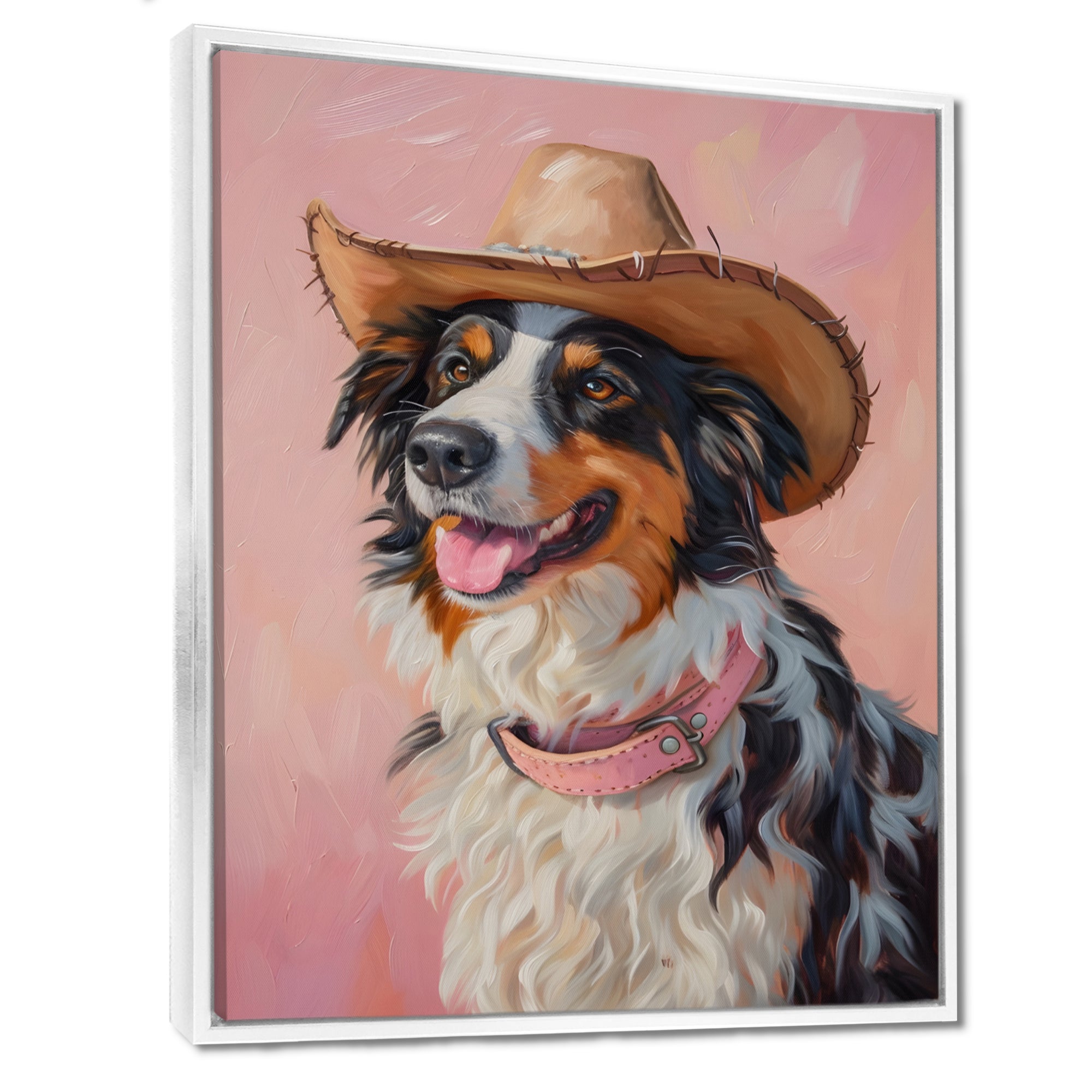 Cowboy Border Collie Dog In Austin - Dog Bedroom Wall Art