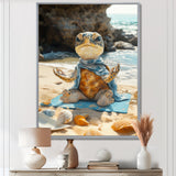 Funny Turtle On The Beach Doing Yoga - Turtle Bedroom Wall Art