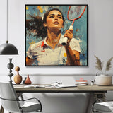 Sport Badminton In Blue And White Tones - Badminton Canvas Wall Art
