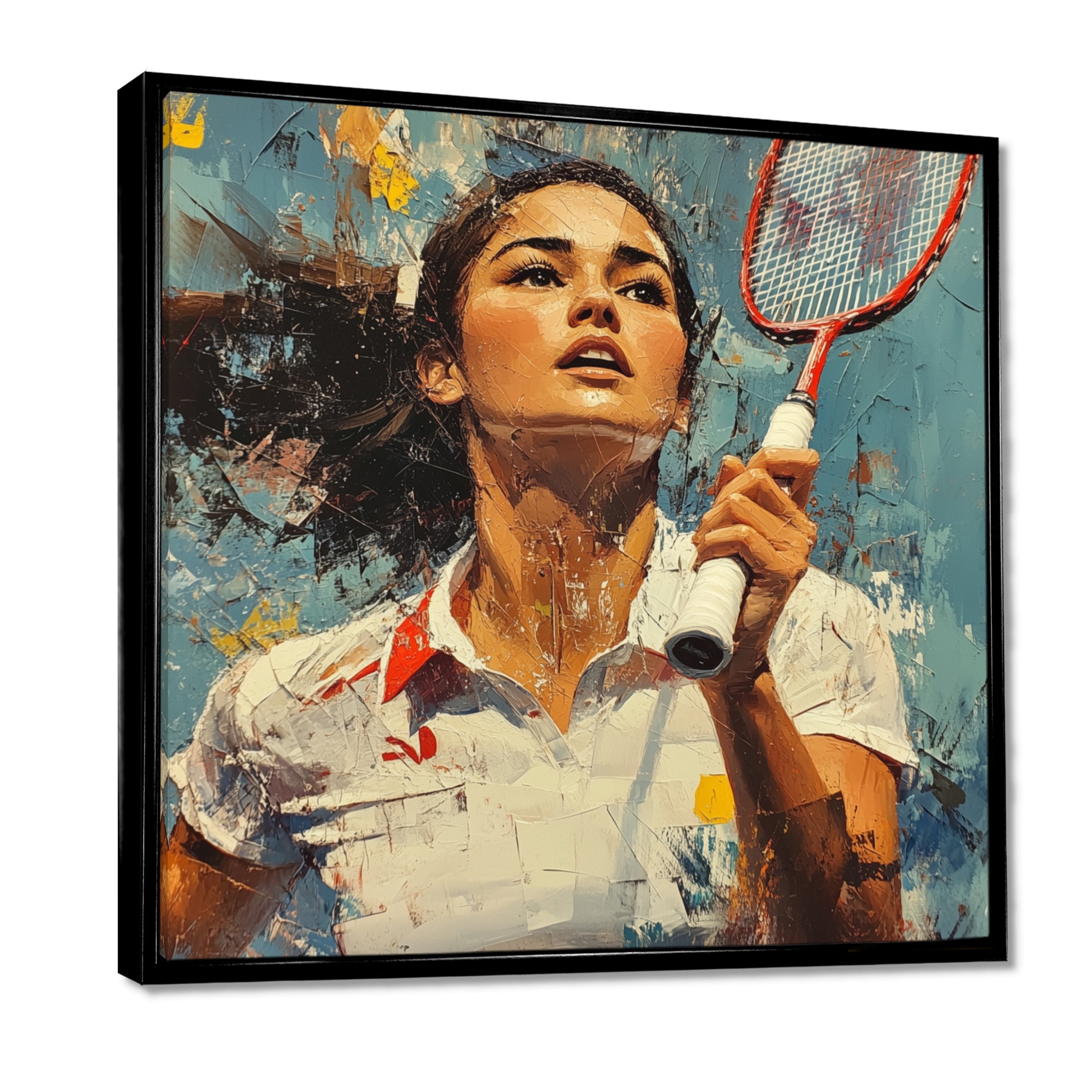 Sport Badminton In Blue And White Tones - Badminton Canvas Wall Art