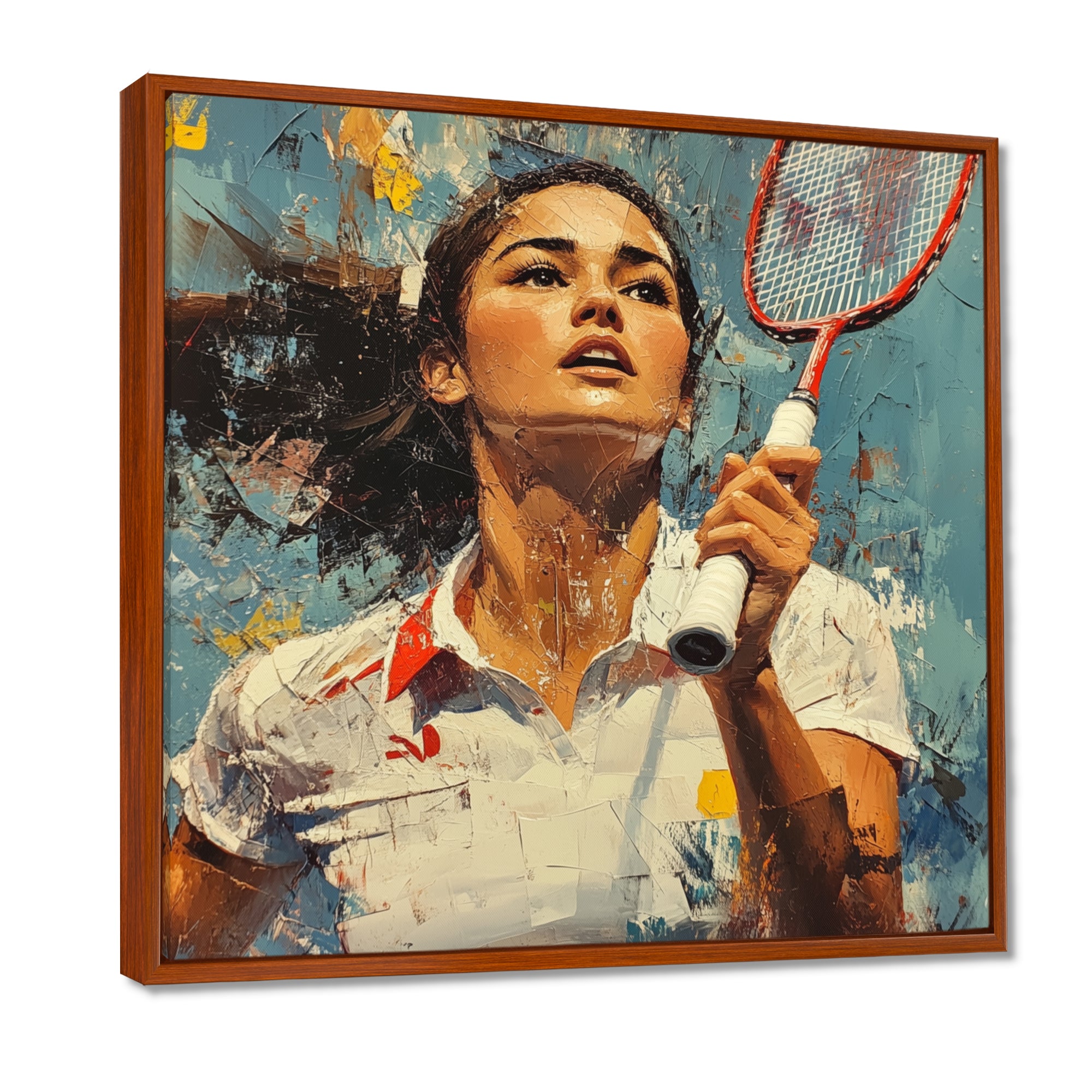 Sport Badminton In Blue And White Tones - Badminton Canvas Wall Art
