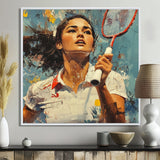 Sport Badminton In Blue And White Tones - Badminton Canvas Wall Art