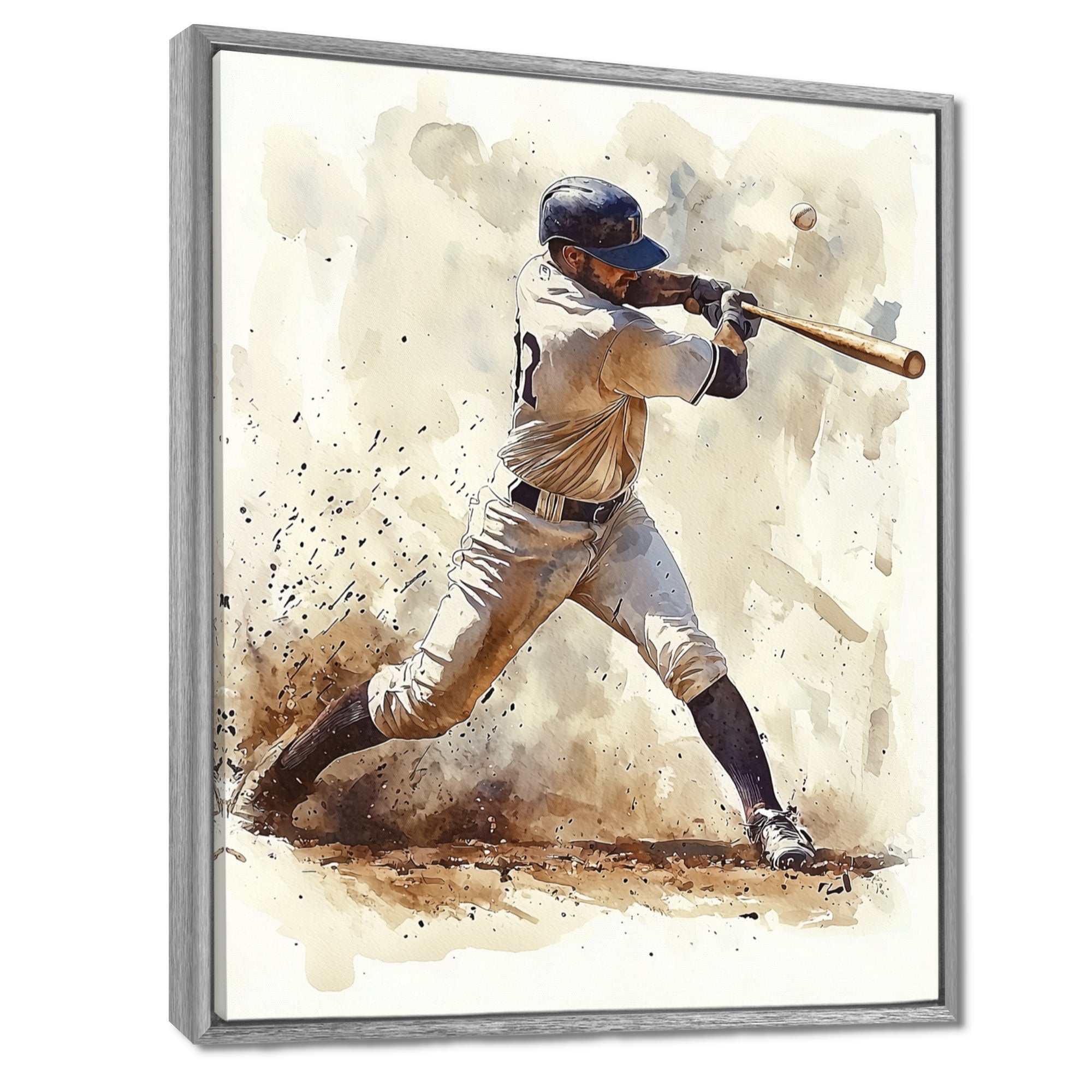 White Blue Baseball Player At The Pitch I - Sport Baseball Canvas Wall Art