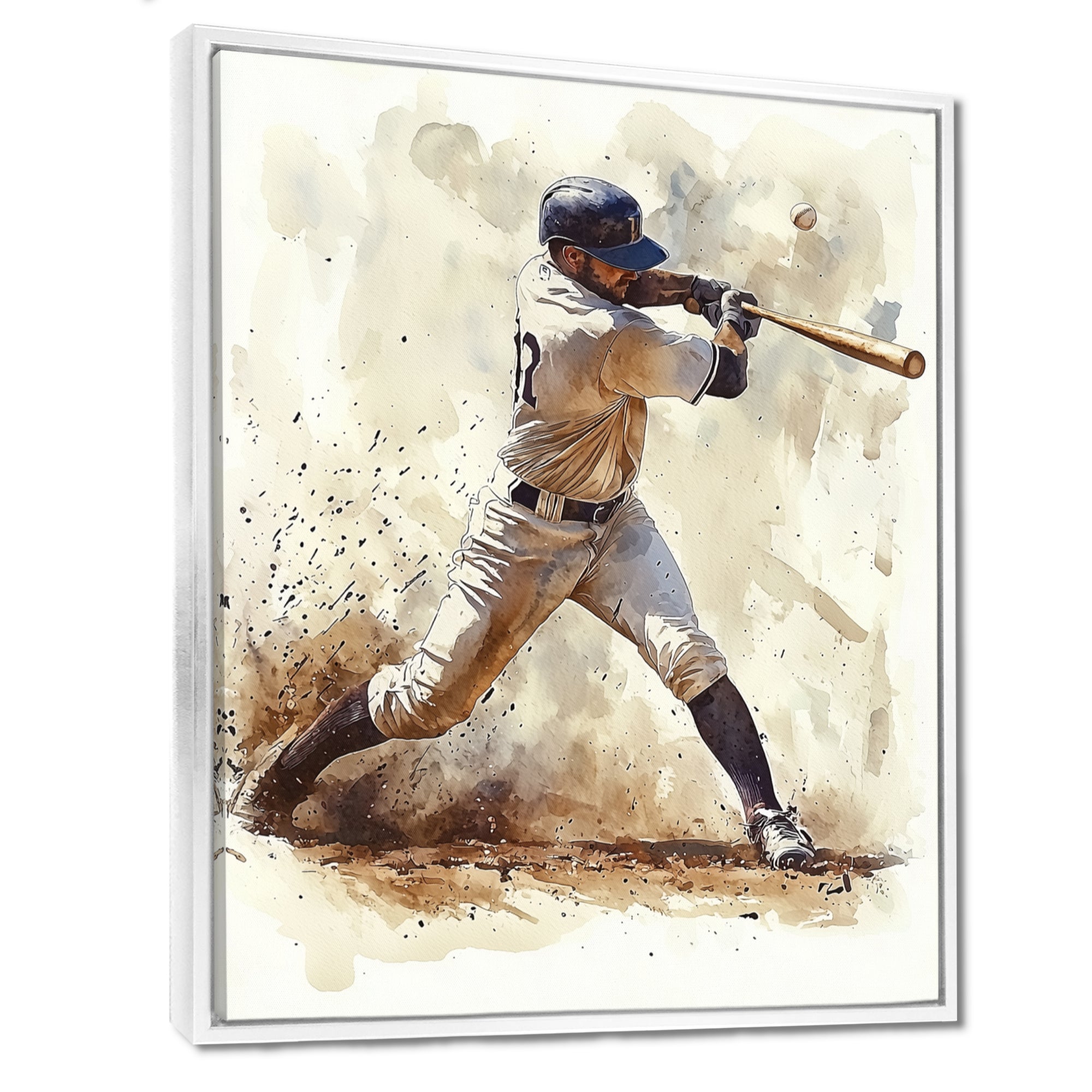 White Blue Baseball Player At The Pitch I - Sport Baseball Canvas Wall Art