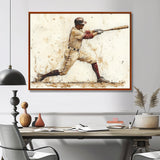 White Red Baseball Player Hitting A Home Run I - Sport Baseball Canvas Wall Art