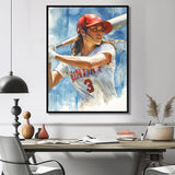 White Red Baseball Player At The Pitch - Sport Baseball Canvas Wall Art