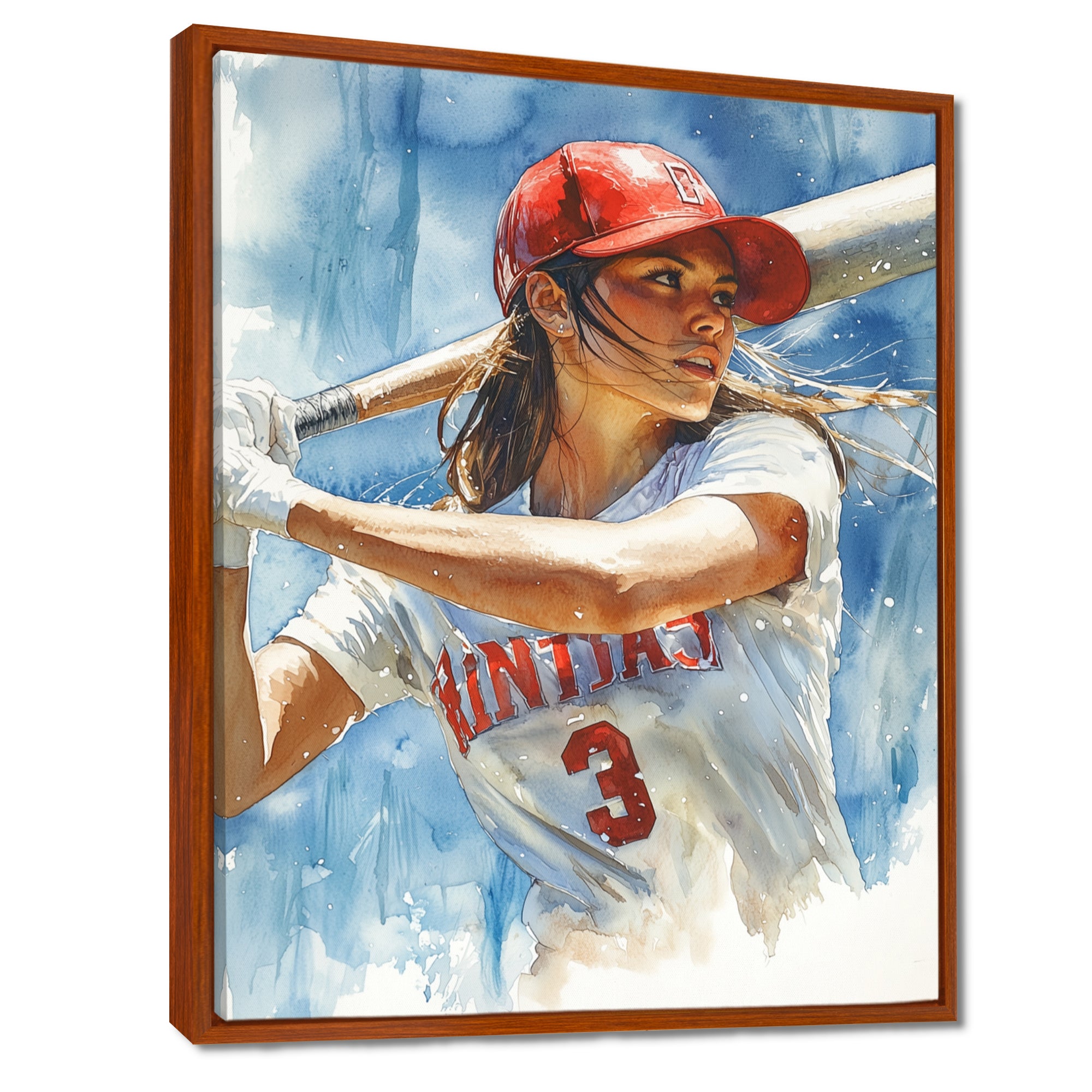 White Red Baseball Player At The Pitch - Sport Baseball Canvas Wall Art