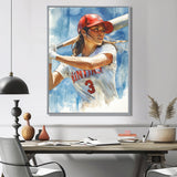 White Red Baseball Player At The Pitch - Sport Baseball Canvas Wall Art