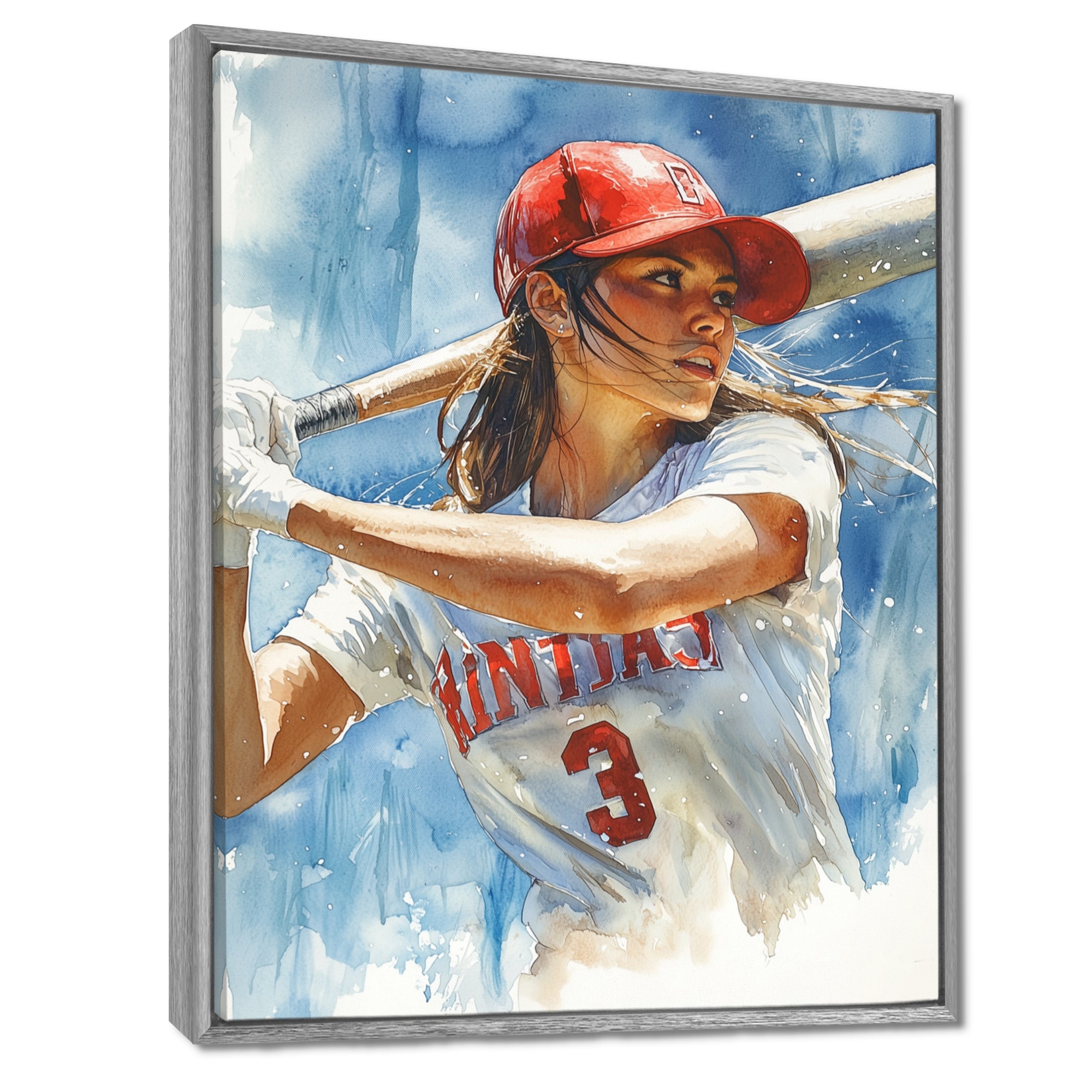 White Red Baseball Player At The Pitch - Sport Baseball Canvas Wall Art