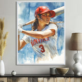 White Red Baseball Player At The Pitch - Sport Baseball Canvas Wall Art