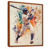White Blue Baseball Player Hitting A Home Run - Sport Baseball Canvas Wall Art