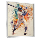 White Blue Baseball Player Hitting A Home Run - Sport Baseball Canvas Wall Art