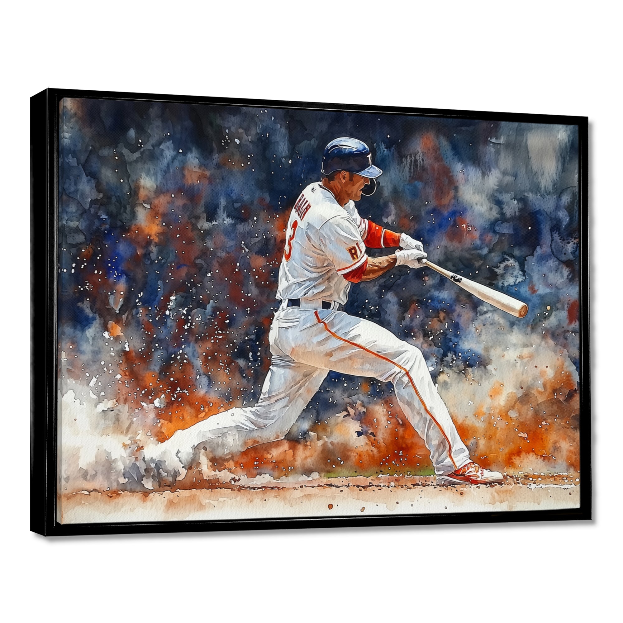 White Red Baseball Player On The Field - Sport Baseball Canvas Wall Art