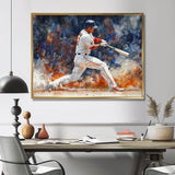 White Red Baseball Player On The Field - Sport Baseball Canvas Wall Art