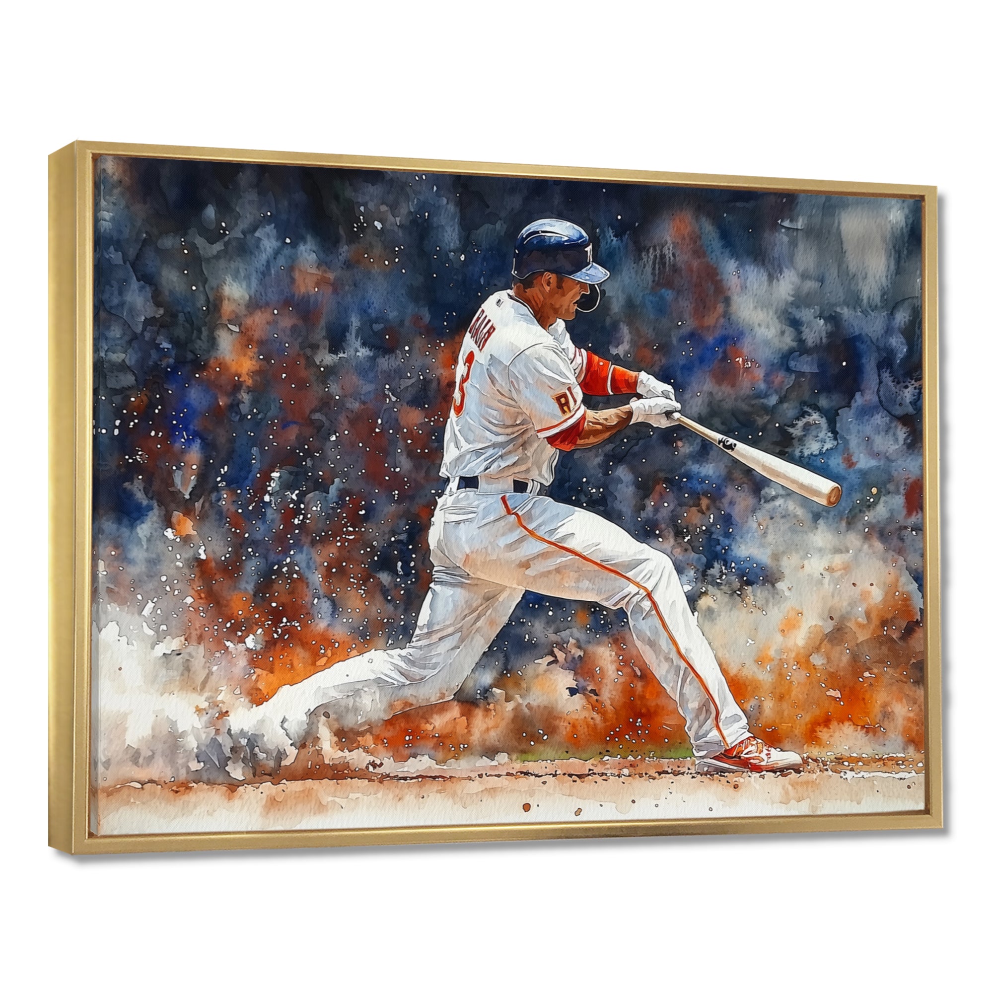 White Red Baseball Player On The Field - Sport Baseball Canvas Wall Art