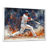 White Red Baseball Player On The Field - Sport Baseball Canvas Wall Art