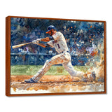 White Blue Baseball Player On The Field - Sport Baseball Canvas Wall Art