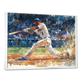White Blue Baseball Player On The Field - Sport Baseball Canvas Wall Art