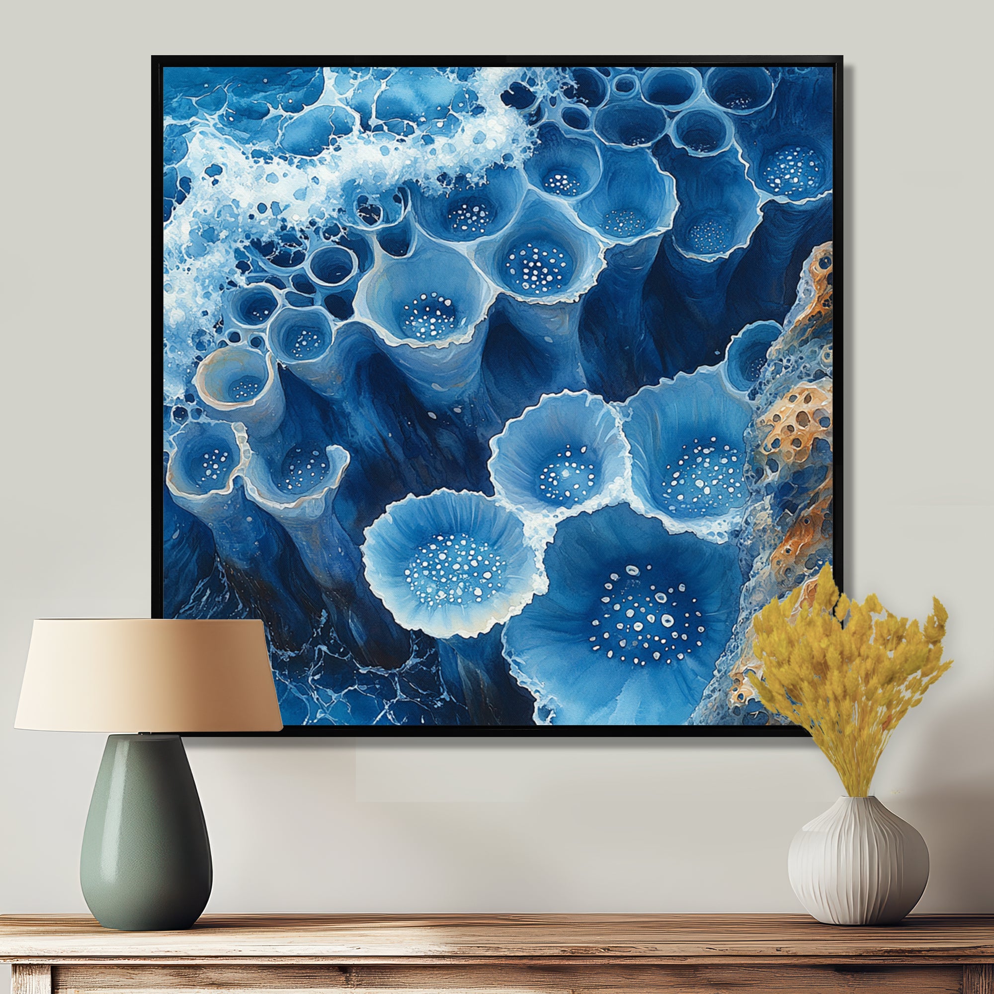 Coastal Reef In Blue And White Tones - Coral Wall Decor