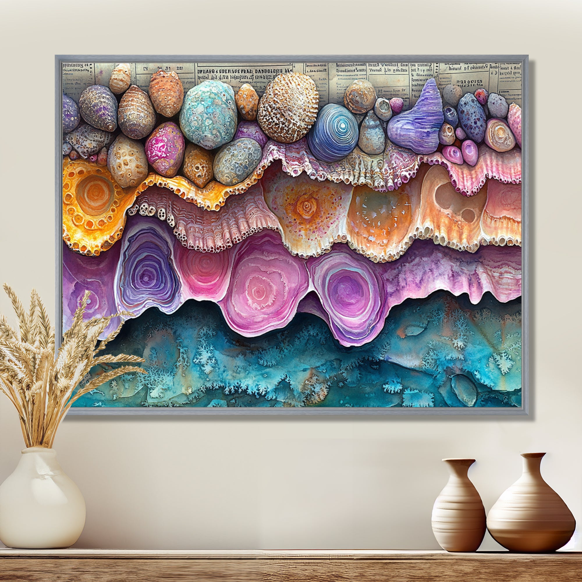 Pink And Blue Coral Oceans Edge Of Wonder - Coral Wall Art Prints
