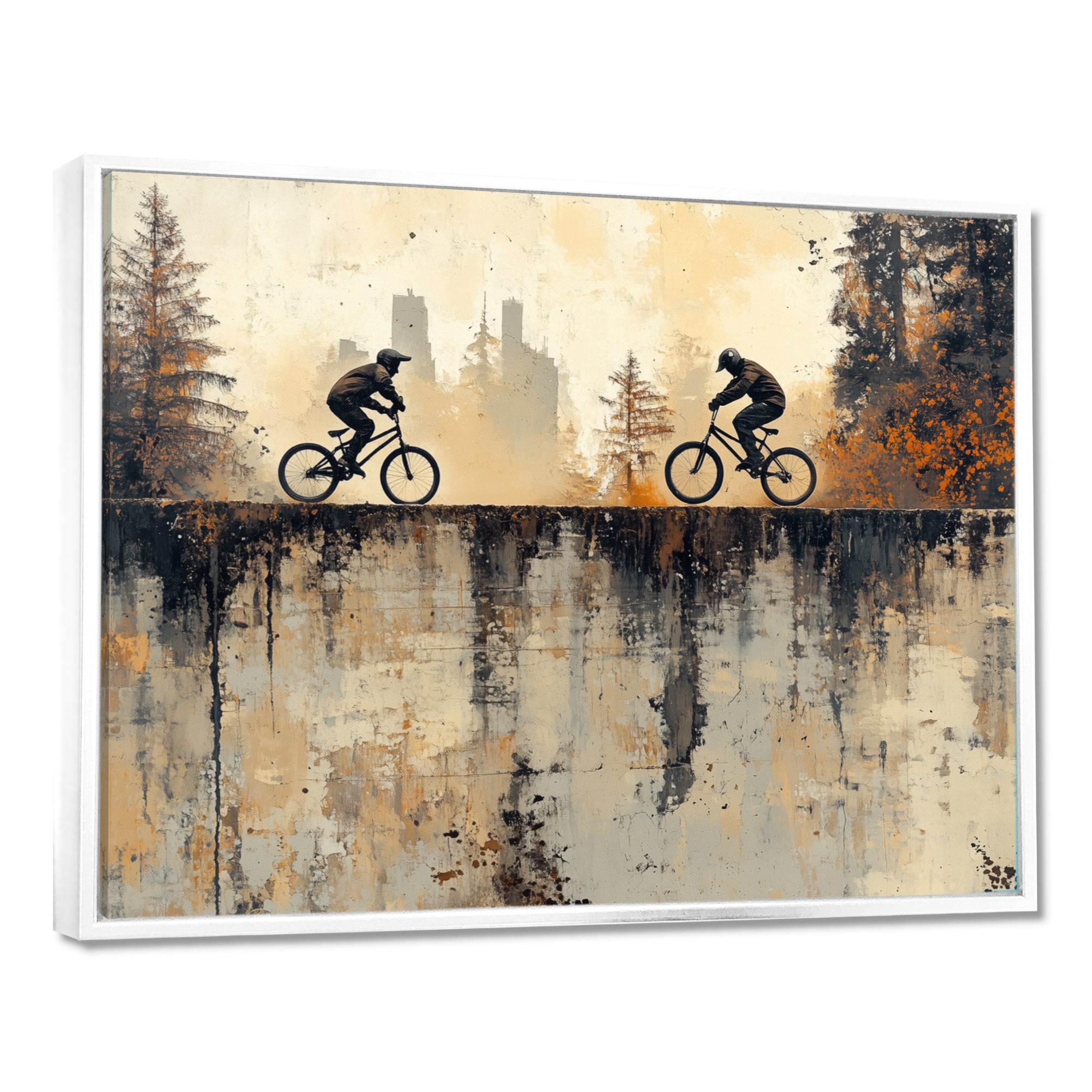 Black And Orange BMX Forest Riding - Cycling Canvas Wall Art
