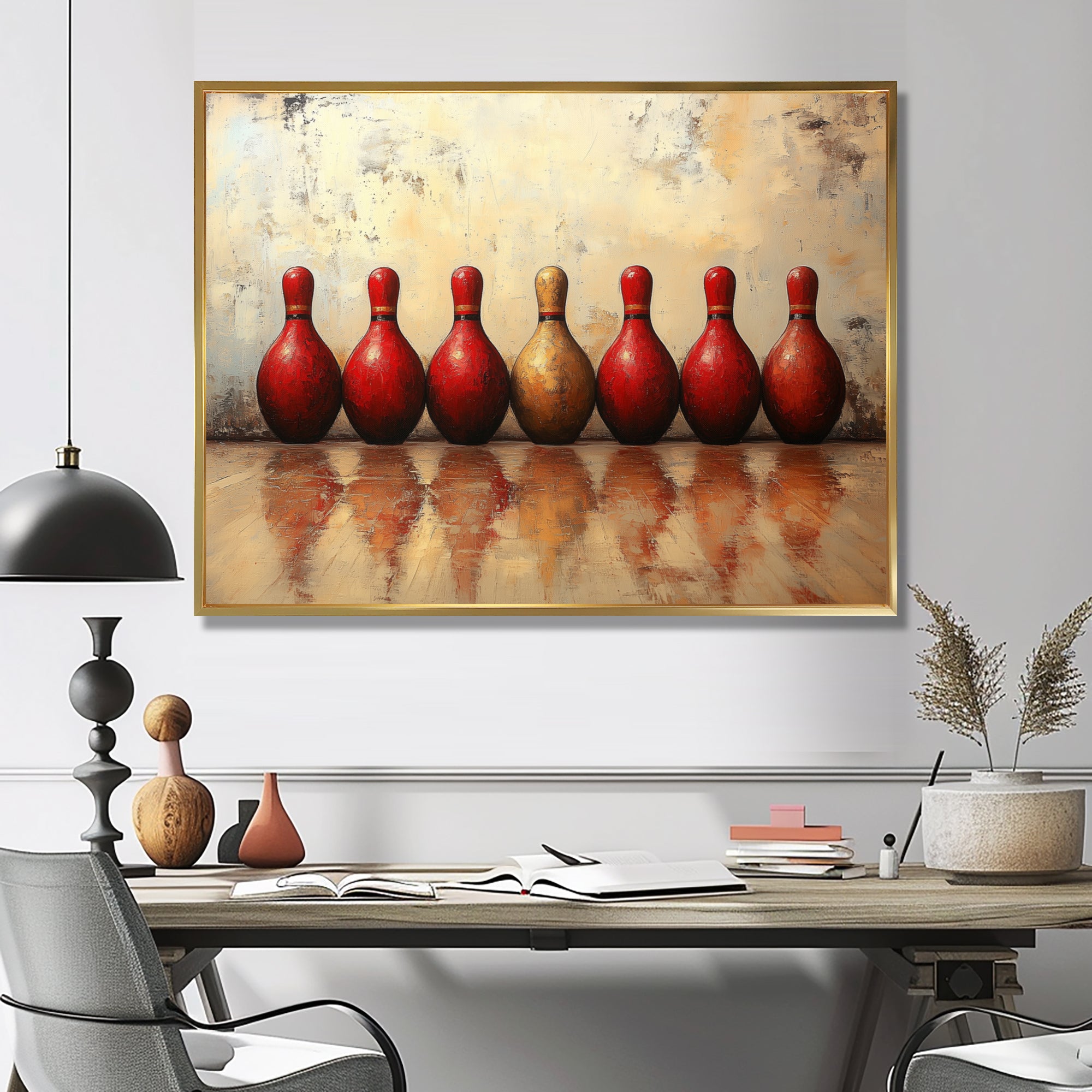 Red And Gold Bowling Perfect Game - Bowling Canvas Wall Art