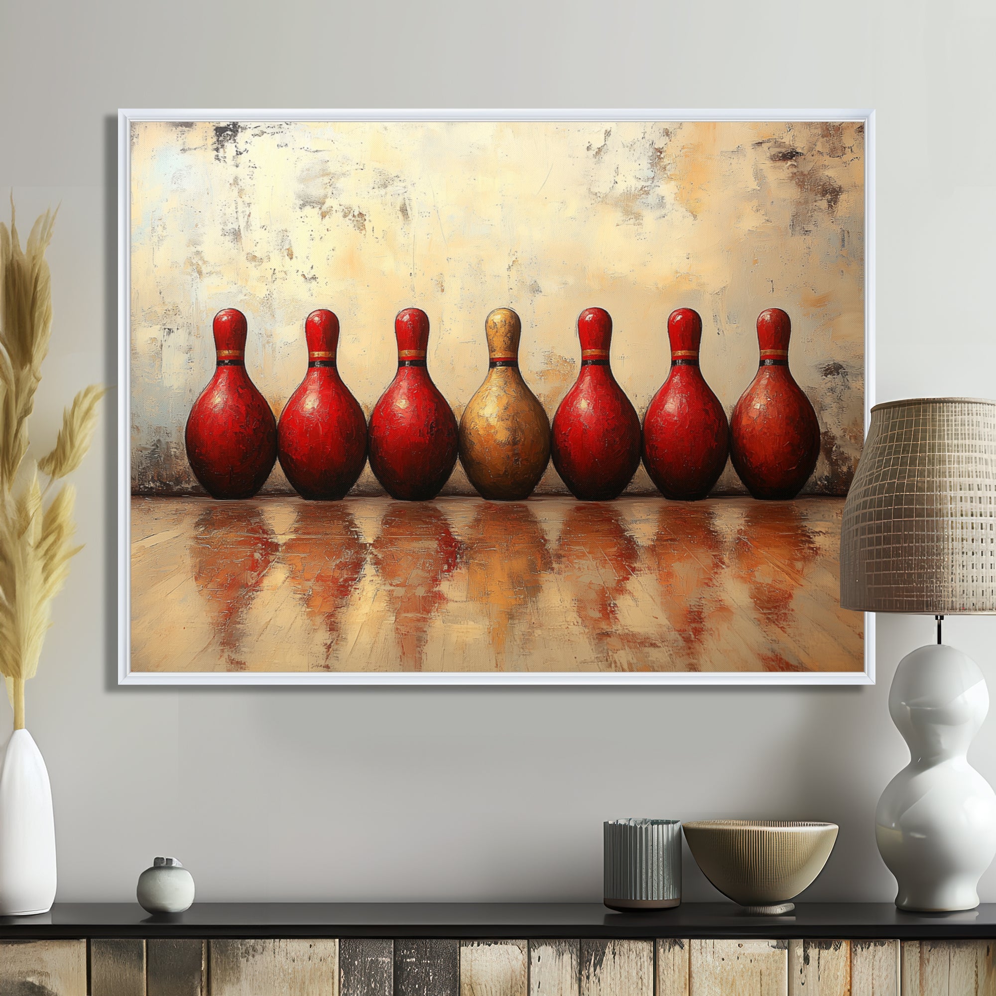 Red And Gold Bowling Perfect Game - Bowling Canvas Wall Art