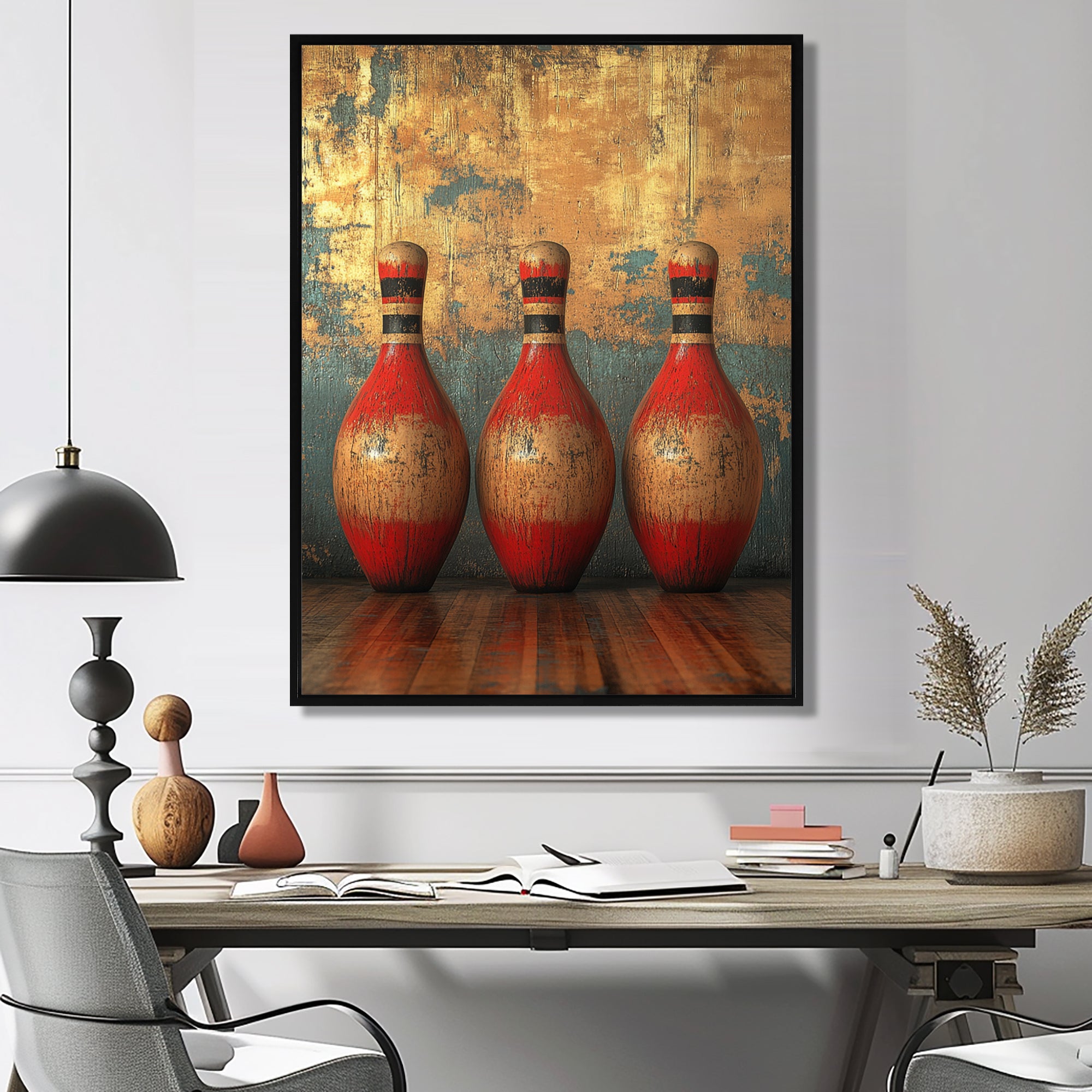Gold And Red Bowling Perfect Game - Bowling Canvas Wall Art