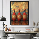 Gold And Red Bowling Perfect Game - Bowling Canvas Wall Art