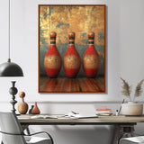 Gold And Red Bowling Perfect Game - Bowling Canvas Wall Art
