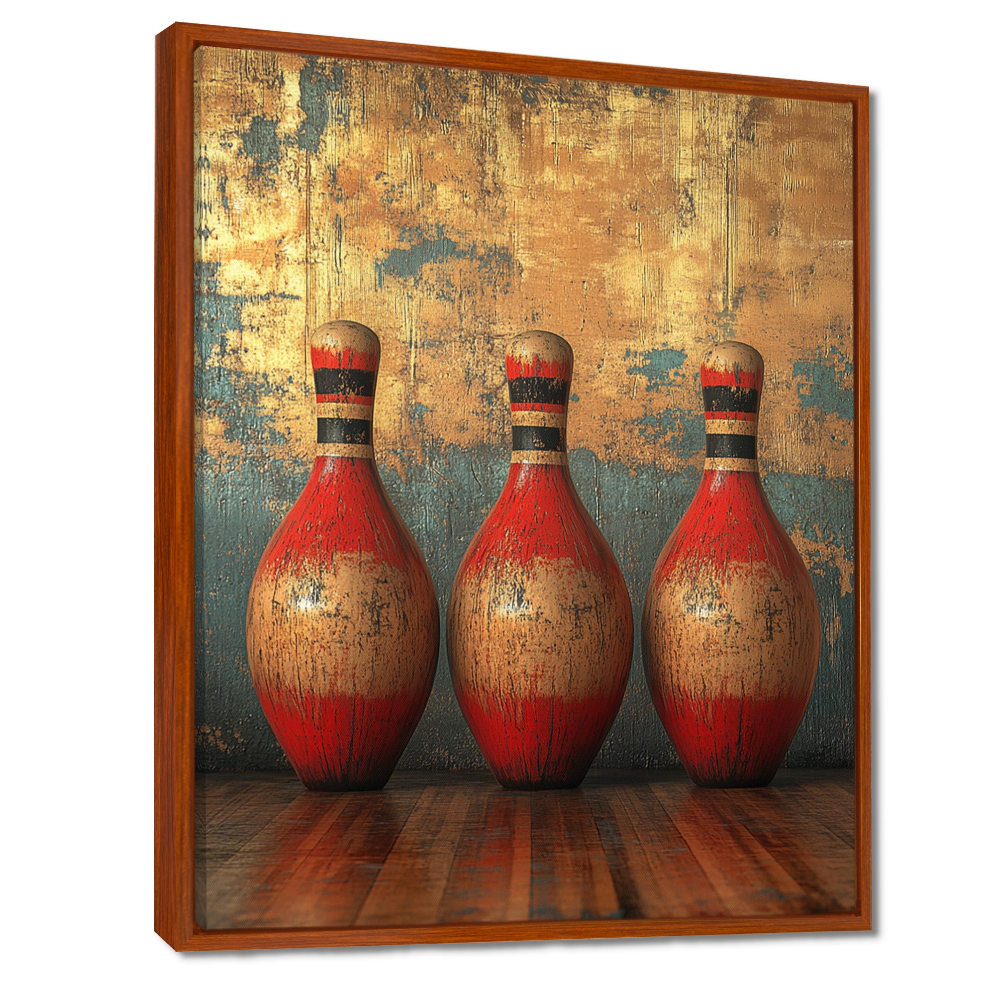 Gold And Red Bowling Perfect Game - Bowling Canvas Wall Art