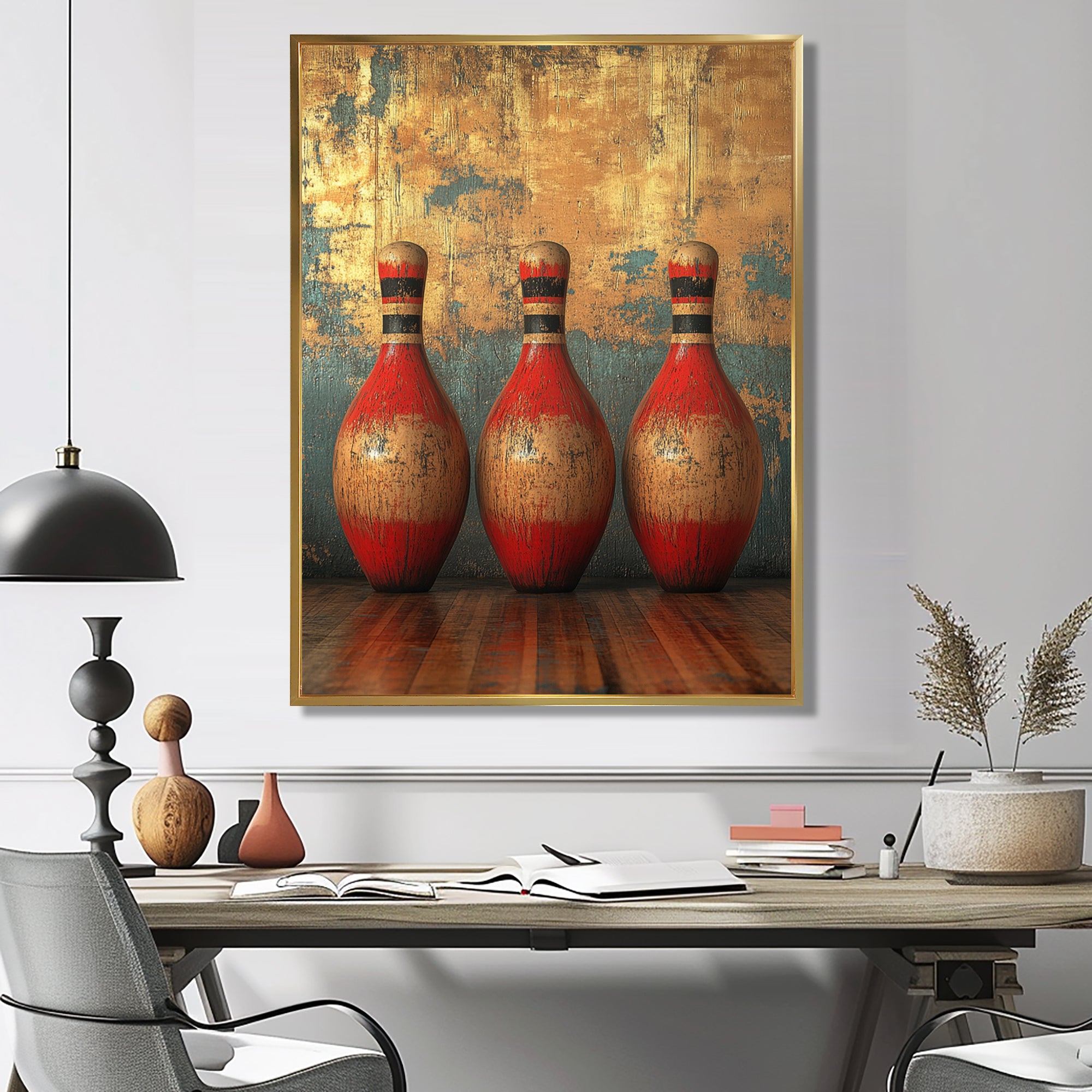 Gold And Red Bowling Perfect Game - Bowling Canvas Wall Art