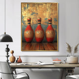 Gold And Red Bowling Perfect Game - Bowling Canvas Wall Art